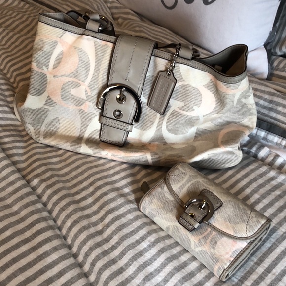 Coach Handbags - Authentic Coach Optic Linen and matching wallet